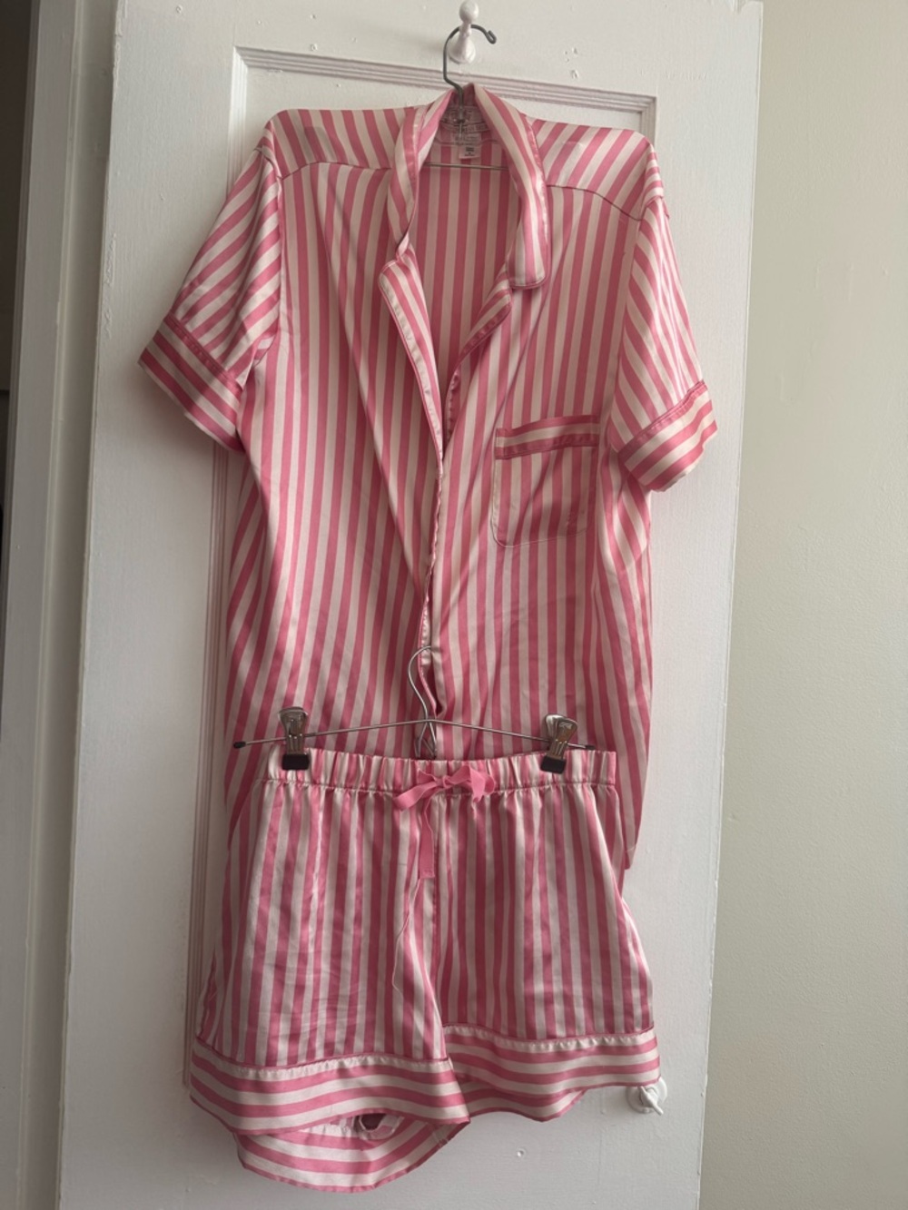 Victoria's Secret Pink and White Striped Short Pajama Set